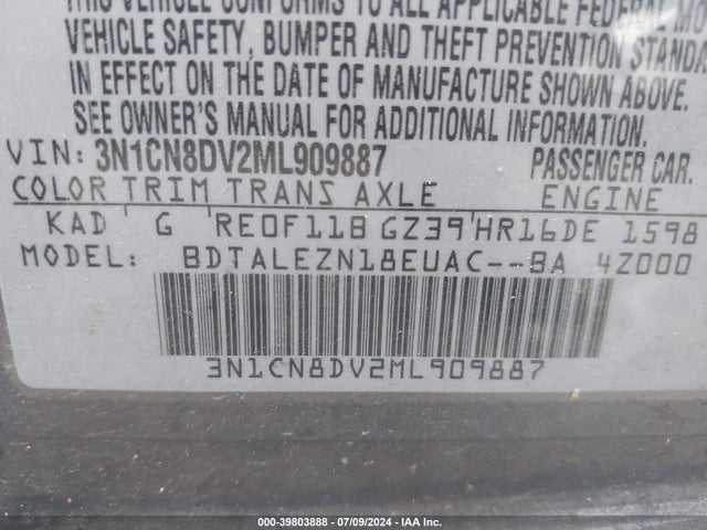 Nissan Versa S Xtronic Cvt 2021 3N1CN8DV2ML909887 Image 9
