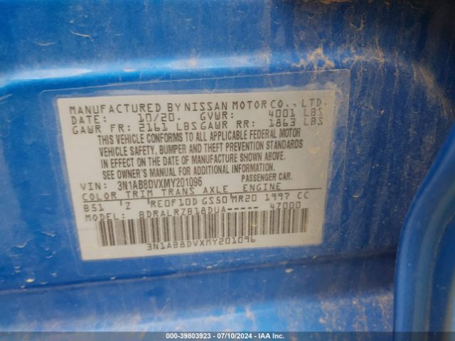 3N1AB8DVXMY201096 Nissan Sentra Sr Xtronic Cvt