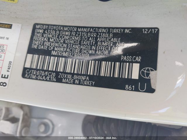 NMTKHMBX2JR051998 Toyota C-HR XLE