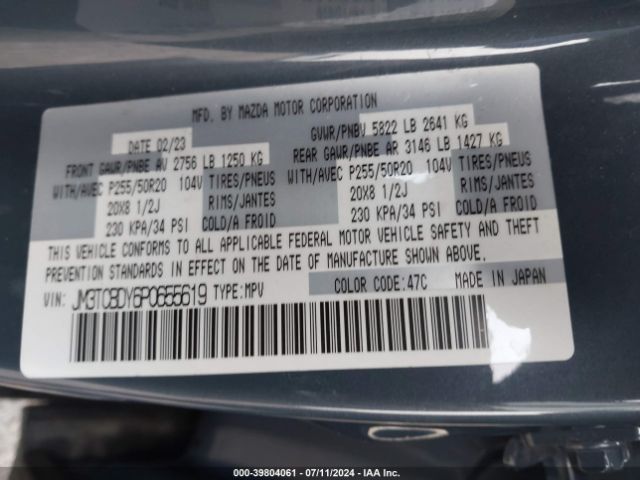 JM3TCBDY6P0655619 Mazda Cx-9 Carbon Edition