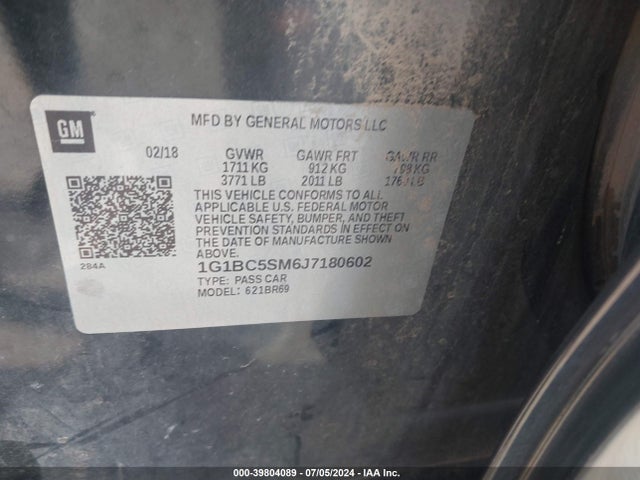Chevrolet Cruze Ls Auto 2018 1G1BC5SM6J7180602 Image 9