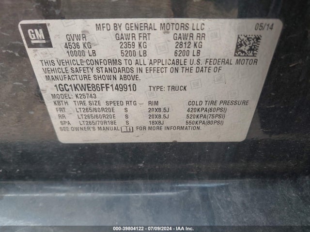 Chevrolet Silverado 2500hd Ltz 2015 1GC1KWE86FF149910 Image 9