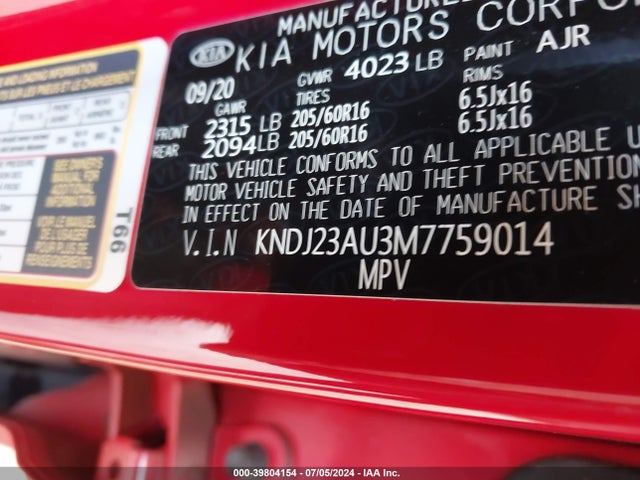 KIA SOUL LX 2021 KNDJ23AU3M7759014 Image 9