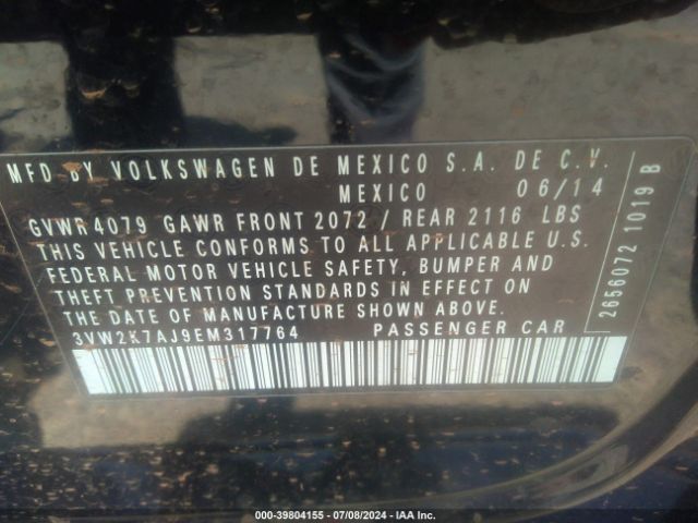 3VW2K7AJ9EM317764 Volkswagen Jetta 2.0l S