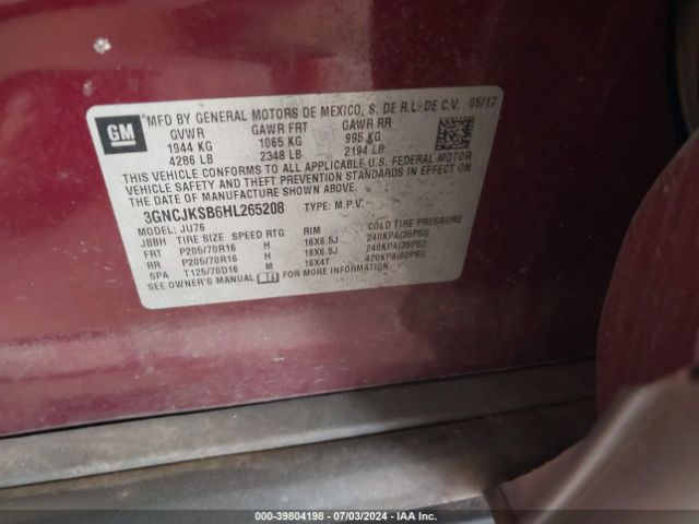 3GNCJKSB6HL265208 Chevrolet TRAX LS