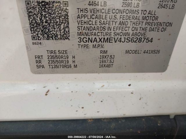3GNAXMEV4JS628754 Chevrolet Equinox Premier
