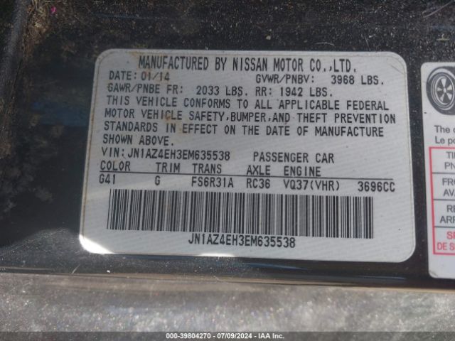 JN1AZ4EH3EM635538 Nissan 370Z