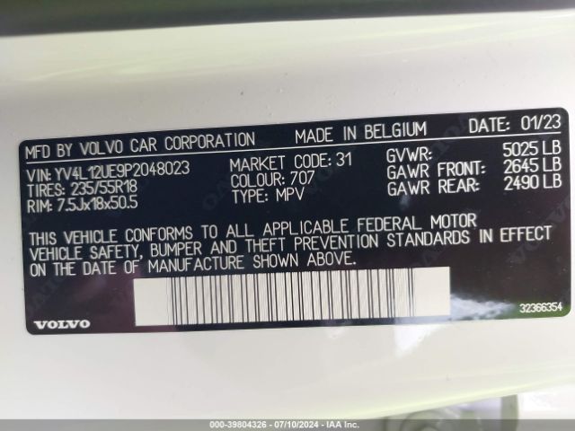 YV4L12UE9P2048023 Volvo Xc40 B5 Plus Bright Theme