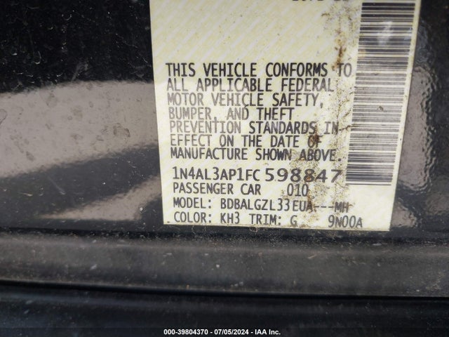 Nissan Altima 2.5 S 2015 1N4AL3AP1FC598847 Image 9