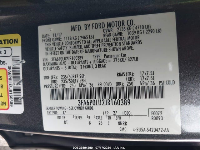 Ford Fusion Hybrid Se 2018 3FA6P0LU2JR160389 Image 9