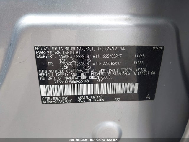 Toyota RAV4 LE 2016 2T3BFREV6GW455148 Image 9