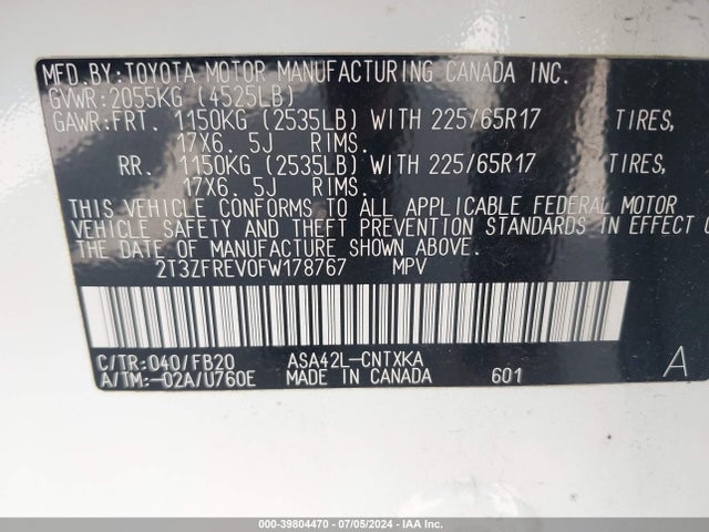 Toyota RAV4 LE 2015 2T3ZFREV0FW178767 Image 9