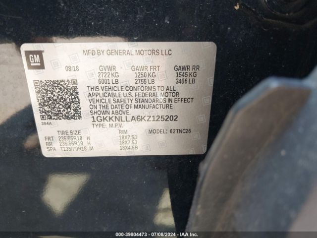 1GKKNLLA6KZ125202 GMC Acadia Sle-2