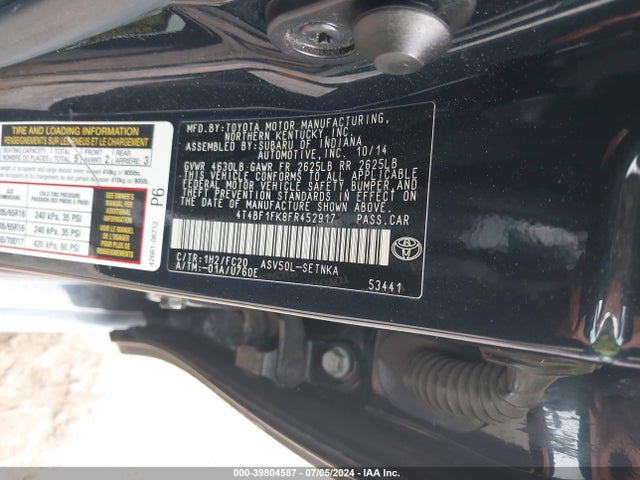 Toyota CAMRY LE 2015 4T4BF1FK8FR452917 Image 9