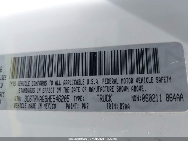 3C6TRVAG9HE546205 RAM Promaster 1500 Low Roof 136 Wb