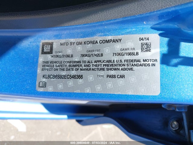 Chevrolet Spark Ls Auto 2014 KL8CB6S92EC546366 Image 9