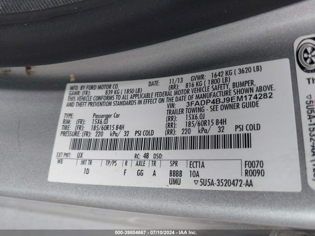 Ford FIESTA SE 2014 3FADP4BJ9EM174282 Image 9