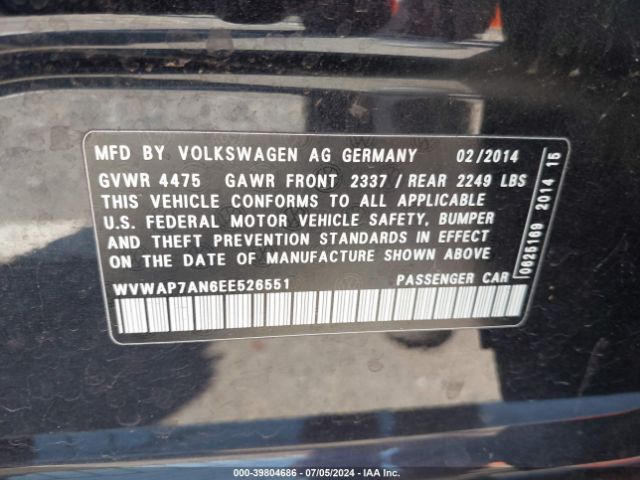 WVWAP7AN6EE526551 Volkswagen Cc 2.0t Sport