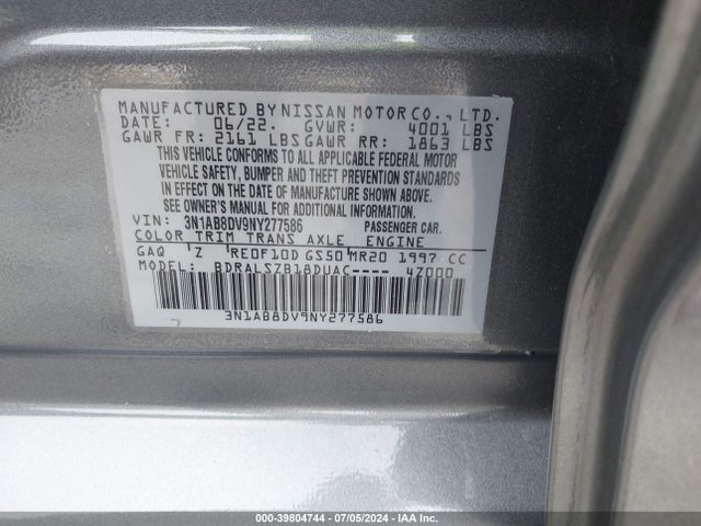 Nissan Sentra Sr Xtronic Cvt 2022 3N1AB8DV9NY277586 Image 9