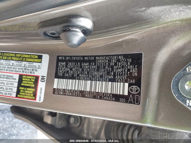 Toyota COROLLA SE 2017 2T1BURHE7HC816058 Image 9