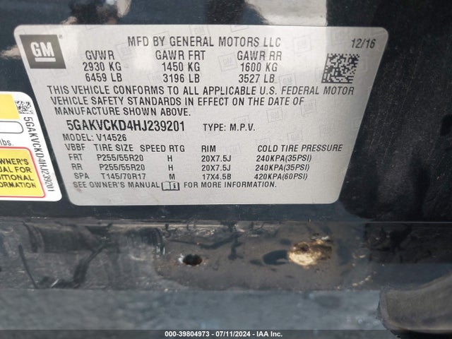 Buick Enclave Premium 2017 5GAKVCKD4HJ239201 Image 9