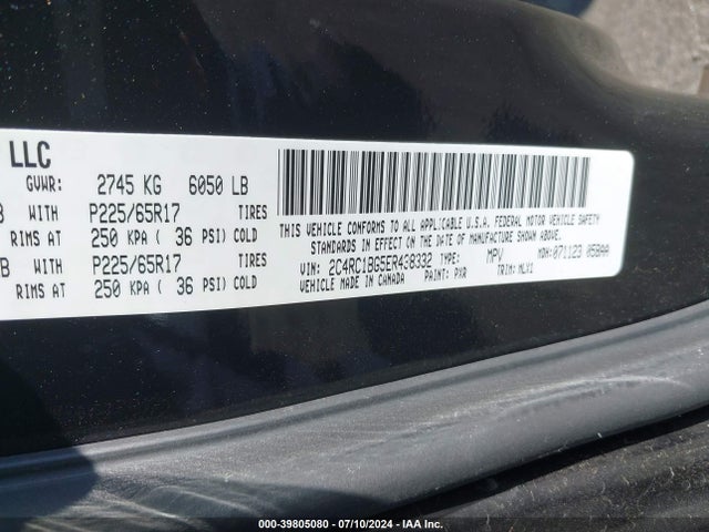 2C4RC1BG5ER438332 Chrysler Town & Country Touring