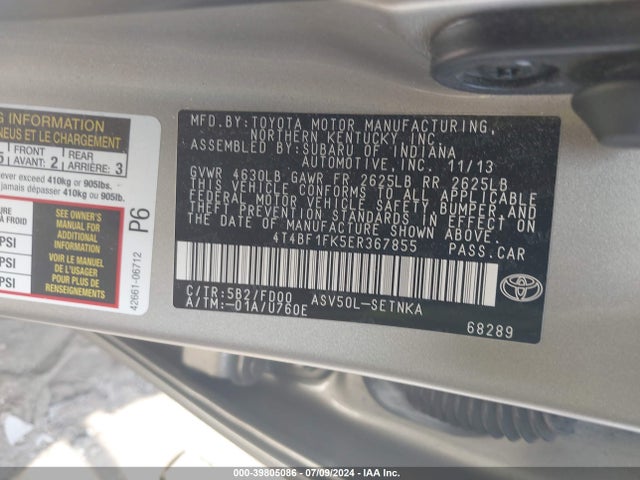 Toyota CAMRY LE 2014 4T4BF1FK5ER367855 Image 9