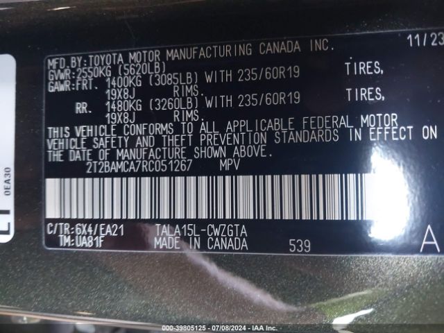 2T2BAMCA7RC051267 Lexus Rx 350 Premium