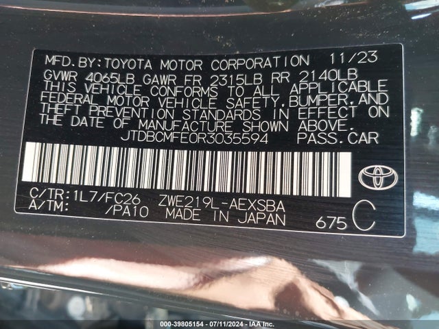 Toyota Corolla Hybrid Se 2024 JTDBCMFE0R3035594 Image 9