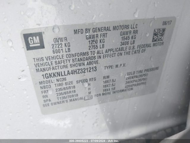 1GKKNLLA4HZ321213 GMC Acadia Sle-2