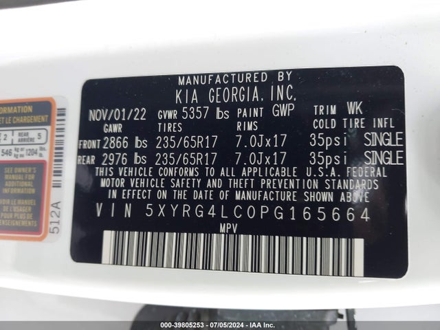 KIA SORENTO LX 2023 5XYRG4LC0PG165664 Image 9