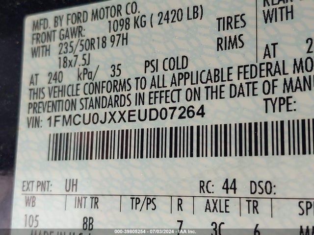 Ford Escape Titanium 2014 1FMCU0JXXEUD07264 Image 9
