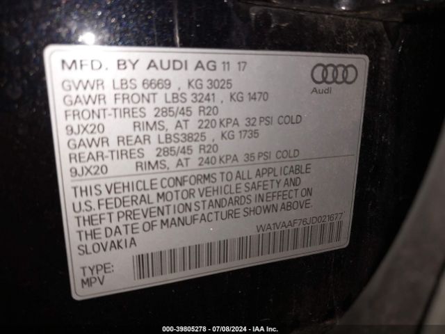 WA1VAAF76JD021677 Audi Q7 3.0t Premium