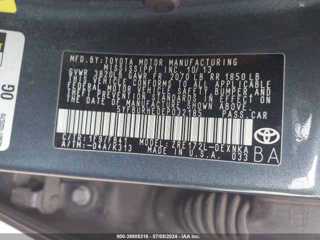 Toyota Corolla Le Plus 2014 5YFBURHE0EP032185 Image 9
