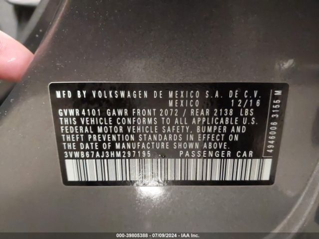 3VWB67AJ3HM297195 Volkswagen Jetta 1.4t Se