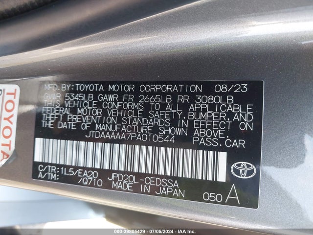 Toyota Mirai Xle 2023 JTDAAAAA7PA010544 Image 9