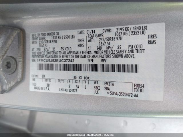 Ford Escape Titanium 2014 1FMCU9J93EUC37242 Image 9