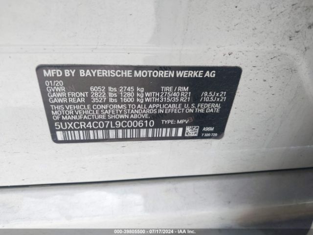 5UXCR4C07L9C00610 BMW X5 Sdrive40i