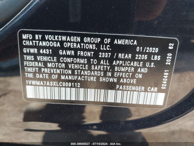 1VWMA7A3XLC009112 Volkswagen Passat 2.0t R-line