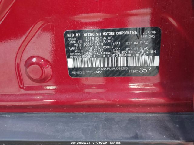 JA4APUAU5MU035280 Mitsubishi Outlander Sport 2.0 Be 2wd/2.0 Es 2wd/2.0 Le 2wd/2.0 S 2wd