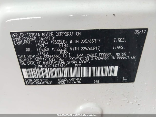 Toyota Rav4 Xle 2017 JTMWFREV7HJ718104 Image 9