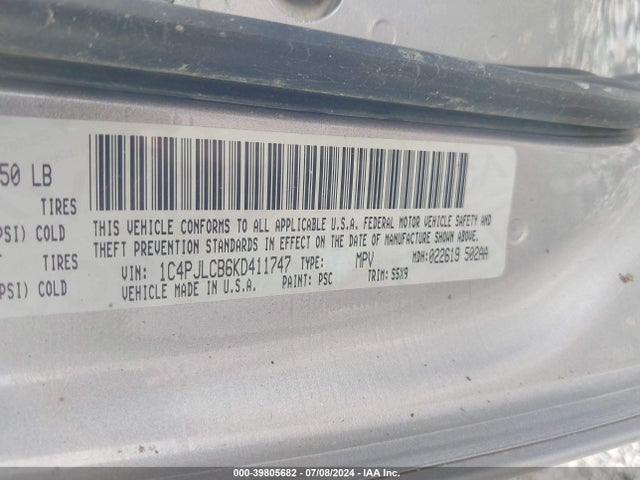 1C4PJLCB6KD411747 Jeep Cherokee Latitude Fwd