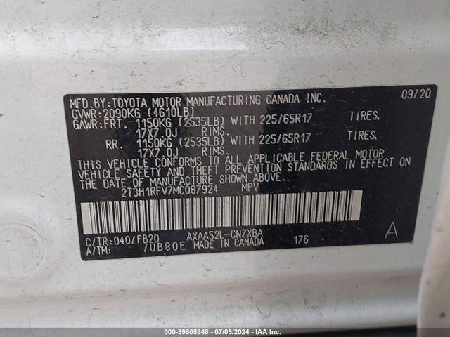 Toyota RAV4 LE 2021 2T3H1RFV7MC087924 Image 7