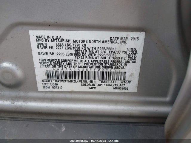 2015 MITSUBISHI OUTLANDER SPORT 4A4AR3AU6FE035899 Photo 8