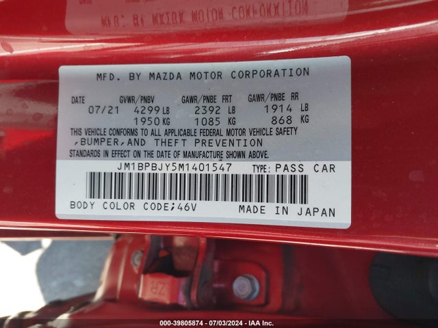 Mazda Mazda3 2.5 Turbo 2021 JM1BPBJY5M1401547 Image 9