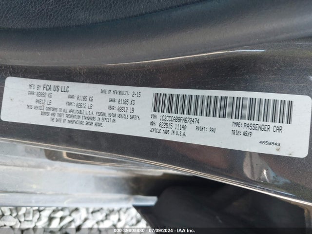 Chrysler 200 Limited 2015 1C3CCCAB8FN672474 Image 9