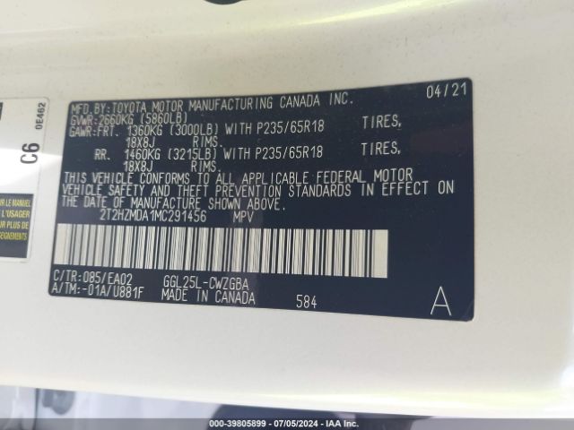 2T2HZMDA1MC291456 Lexus RX 350