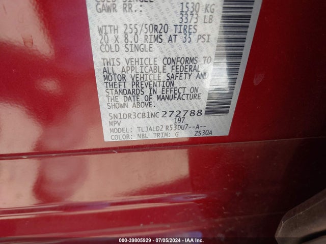 Nissan Pathfinder Sl 2wd 2022 5N1DR3CB1NC272788 Image 9