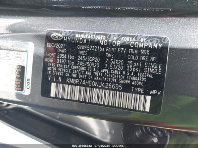 KM8R74HE0NU426695 Hyundai Palisade Calligraphy