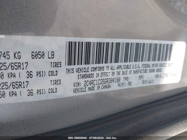 2C4RC1CG5GR304180 Chrysler Town & Country Touring-l Anniversary Edition